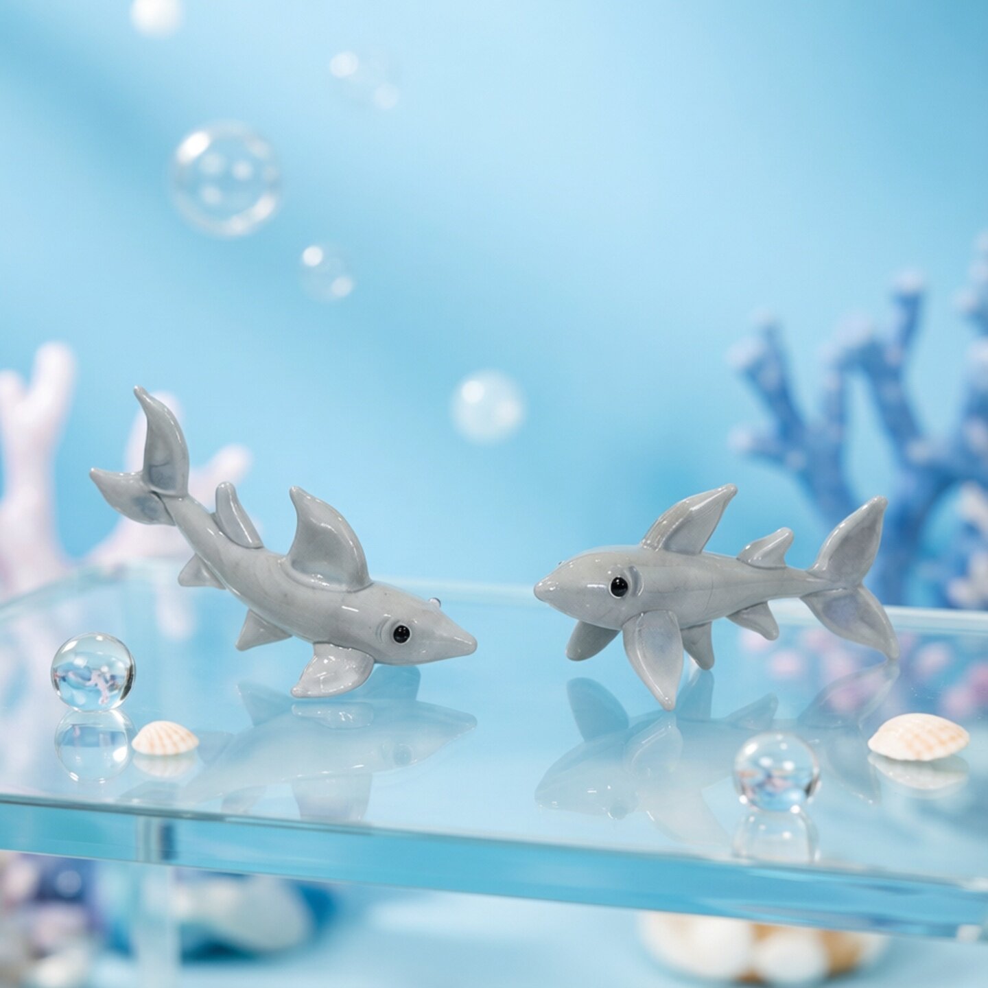Handmade Mini Glass Shark Figu - Marine Aquarium Design ulasan dan harga