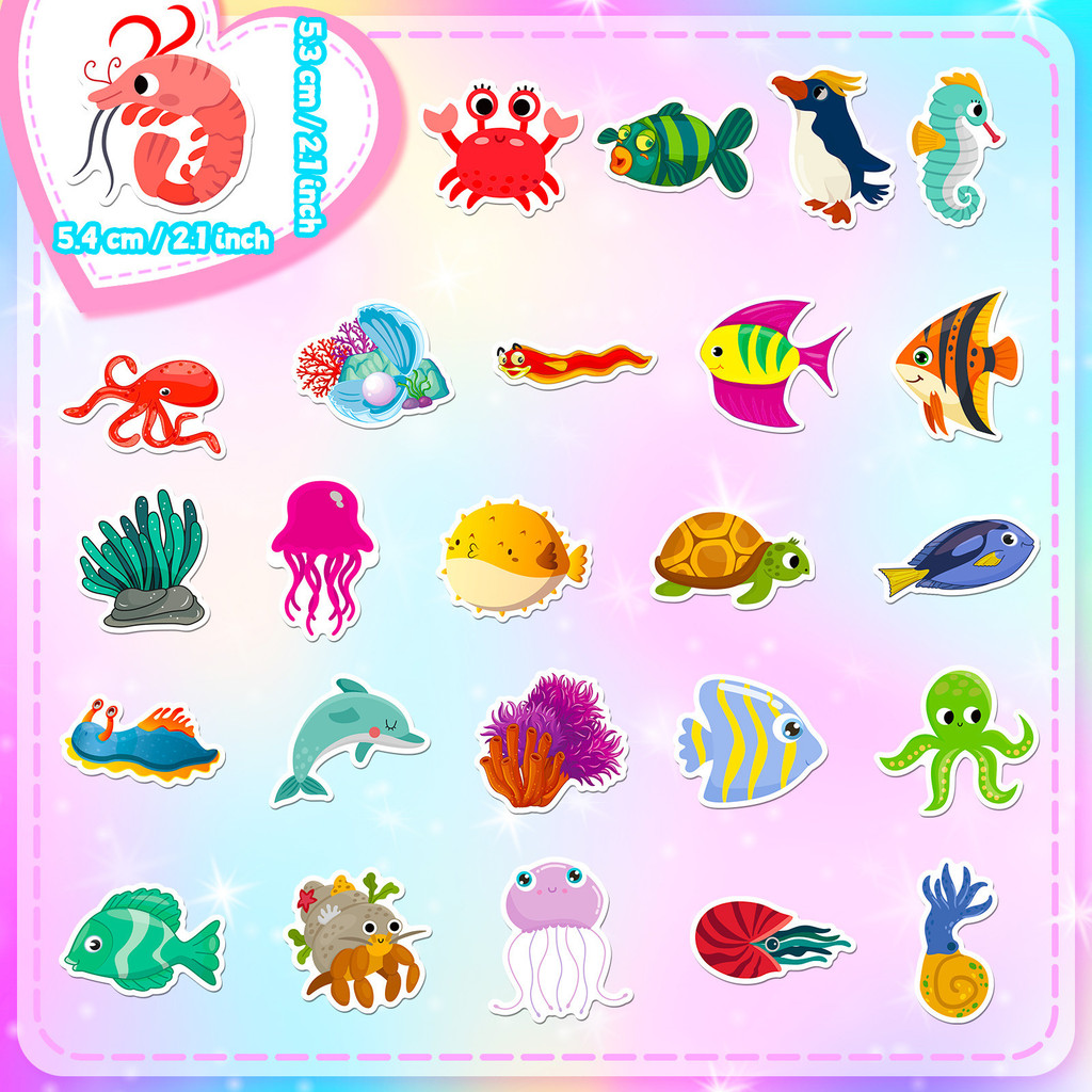 50Pcs Marine Life Stickers Dol - Aquarium And Marine ulasan dan harga